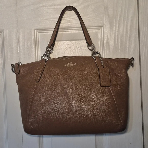 Coach Brown Pebbled Leather Kelsey Shoulder Bag - Picture 2 of 16